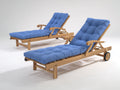 Tumbonas de jardín de madera 190x65x85 cm - cojín azul - diseño reclinable exterior