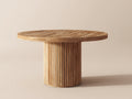 Mesa de jardín redonda de madera 150x150x75 cm - madera natural - estilo moderno