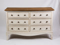 Cómodas de madera manufacturada 130 x 48 x 90 cm - Blanco envejecido y marrón - Seis cajones y estilo clásico