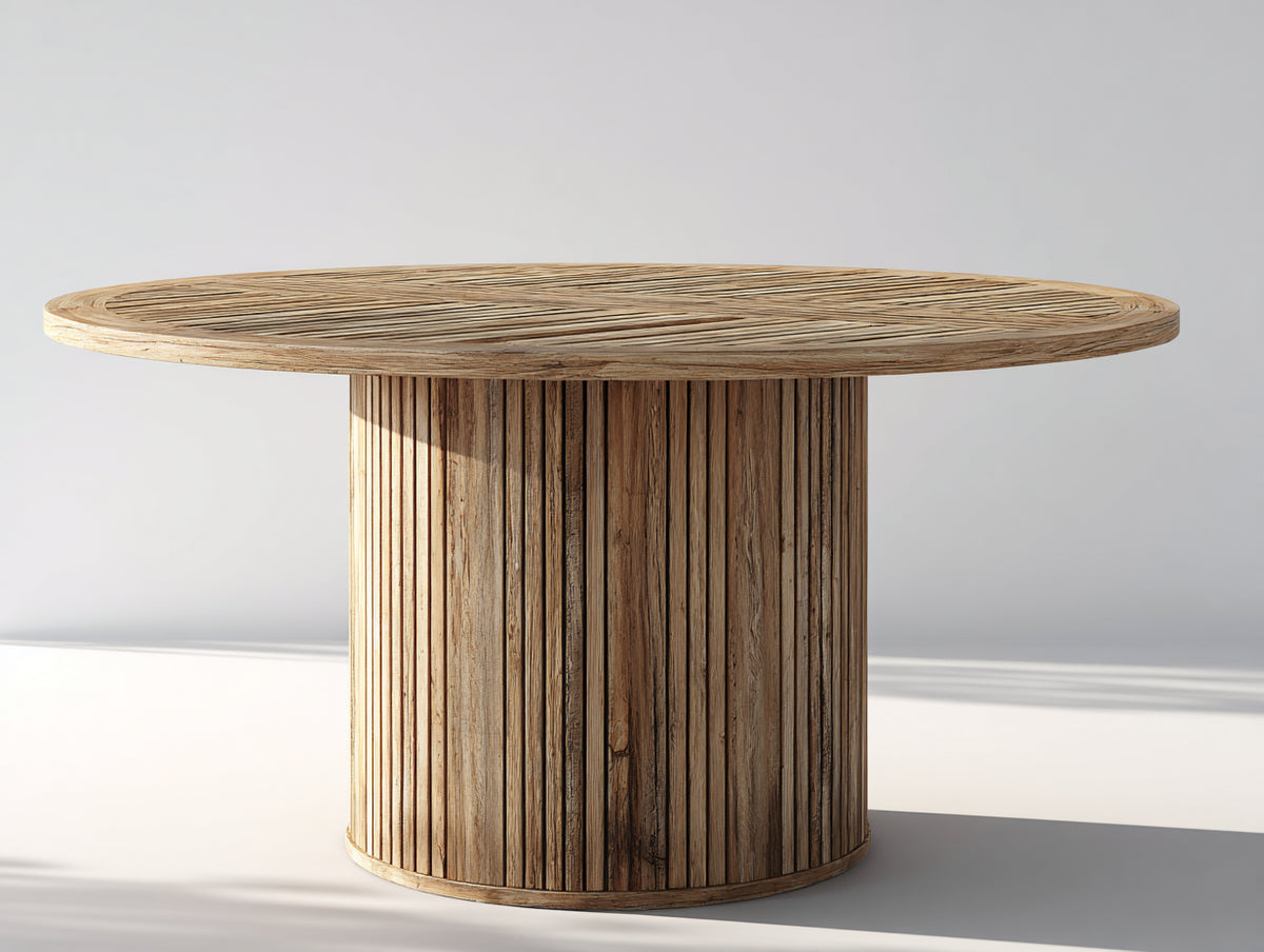 Mesas de jardín - Mesa de jardín redonda de madera 120x120x75 cm - Color madera natural diseño moderno