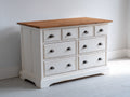 Cómoda de madera 140x45x85 cm - blanco y madera natural - estilo clásico