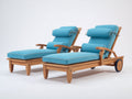 Tumbonas de jardín de madera maciza 200 x 65 cm con cojín acolchado azul turquesa respaldo ajustable para exterior