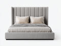 Camas dobles - Cama doble tapizada de tela 200x180x120 cm - Gris claro diseño moderno
