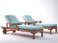 Tumbonas de jardín de madera 200x70x85 cm - cojín azul claro - diseño reclinable exterior