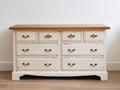 Cómoda de madera 160x45x85 cm - blanco y madera natural - estilo clásico