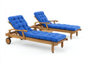 Tumbonas de jardín de madera 200x70x85 cm - cojín azul - diseño reclinable exterior