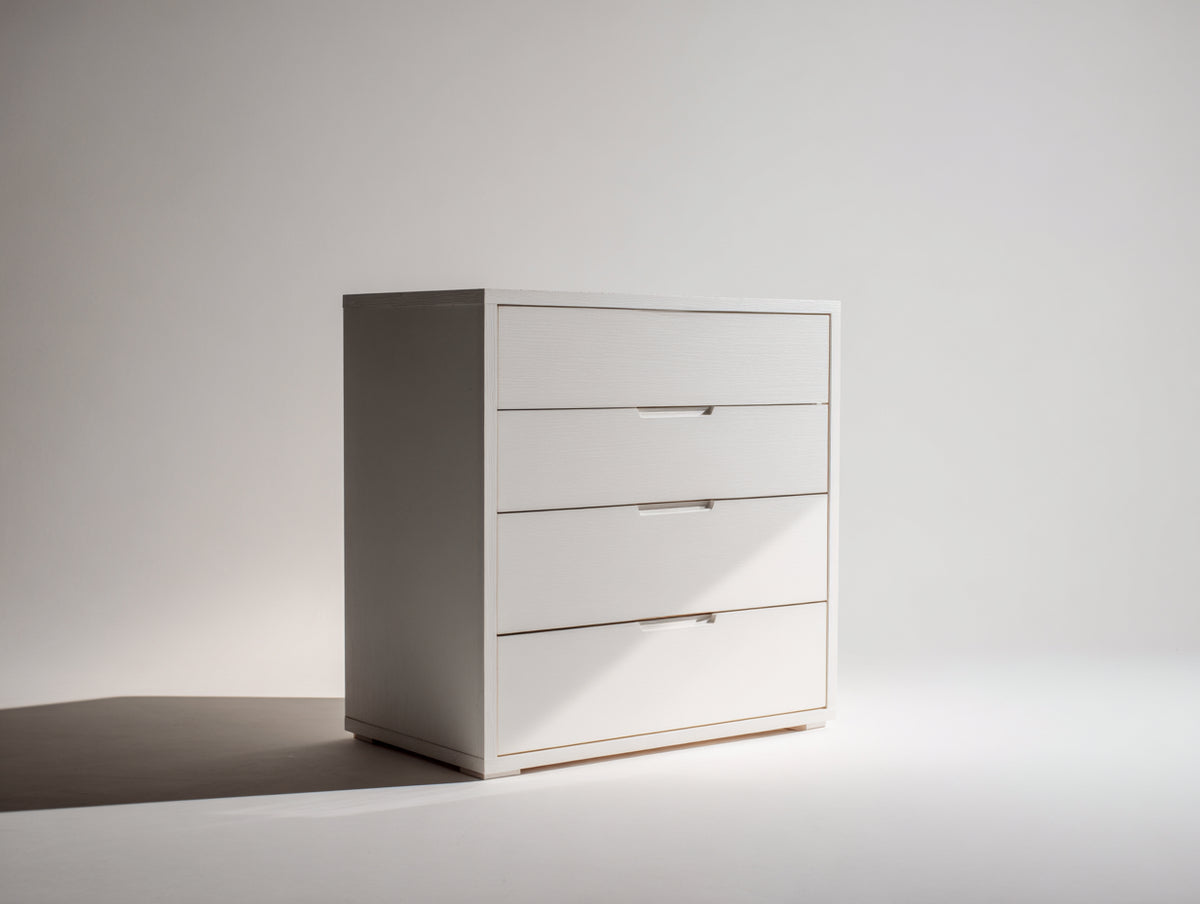 Cómodas de madera manufacturada 80 x 45 x 105 cm - Blanco - Cuatro cajones y diseño minimalista