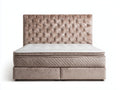 Camas dobles tapizadas 200 x 160 x 140 cm - Beige - Cabecero alto capitoné y base acolchada