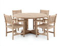 Conjuntos de comedor de jardín de madera 180x100x75 cm - Color madera natural - Estilo clásico con mesa redonda y 4 sillas