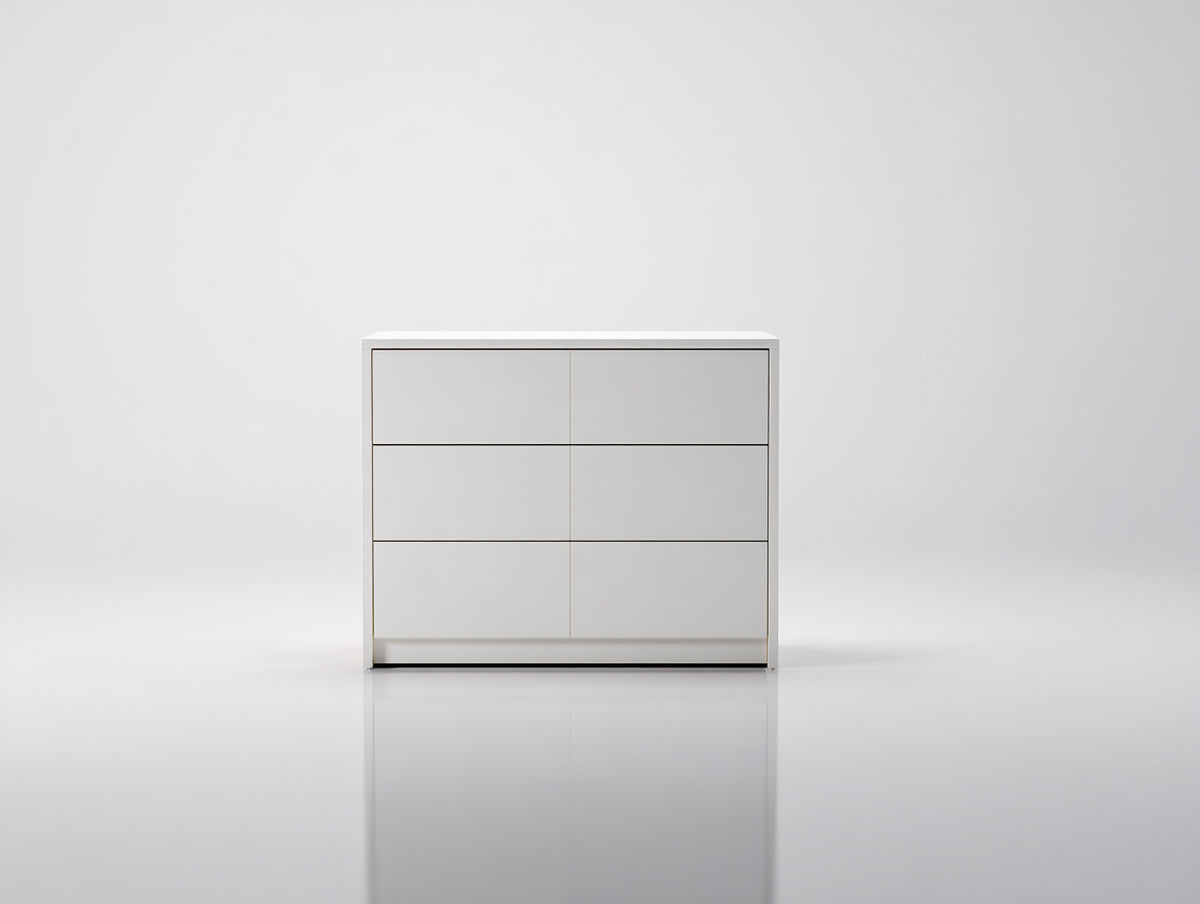 Cómodas de madera 120x40x80 cm - color blanco - diseño moderno con 6 cajones para dormitorio y salón