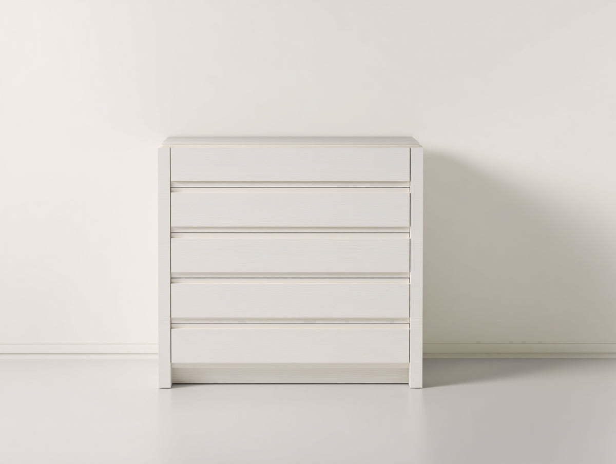 Cómodas de madera 100x40x90 cm - Color blanco - Estilo moderno con 5 cajones