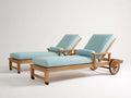 Tumbonas de jardín de madera con cojín azul claro 200x70x35 cm - tumbona reclinable con ruedas para exterior - diseño moderno para terraza y piscina